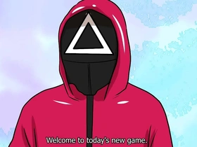Hentai game - Masked man gets off on squid-themed game!