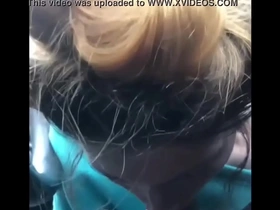 Thot gives a deepthroat blowjob in a parking lot before class