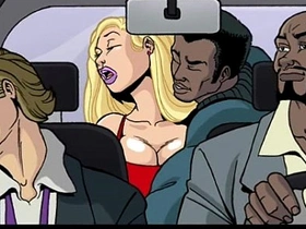 Interracial threesome with cartoon white girl
