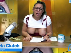 Latina news anchor indulges in solo play on camera
