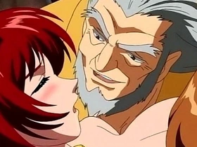 Redheaded anime character finds pleasure in using a sex toy