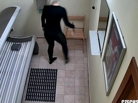Shaved pussy of a girl caught on hidden camera during masturbation