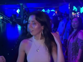 POV of horny teen getting a blowjob in the restroom at a nightclub