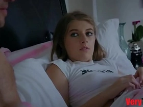 Horny stepdad indulges in taboo encounter with young stepdaughter while stepmom is asleep