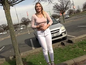 Russian teen gets driven wild in a public parking lot