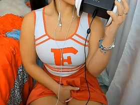 Cheerleader ASMR seduction: Fake cum and controlled joi