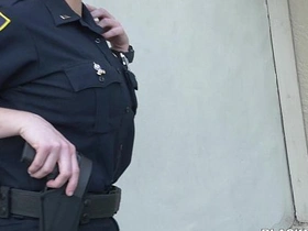 Big-titted police officers search for a black penis in public