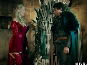 The queen of Westeros experiences a wild group sex scene in this parody