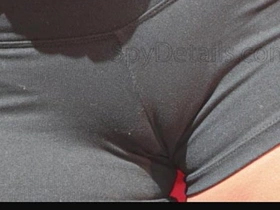 Naughty upskirt shots of a fat and busty babe