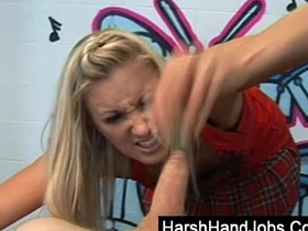 Angel Long's intense and painful handjob fetish scene