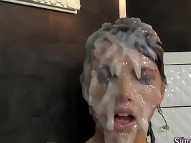 A glamorous beauty covered in slime and facial finale