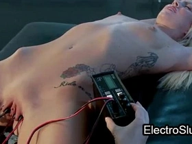 Lesbian BDSM: Cunt clamping and electro play