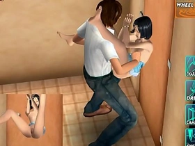 Teen's initial foray into anal play in a Japanese-themed game