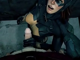 Robin's impressive package pleases Batgirl in this steamy video