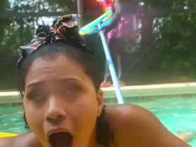 Amateur teen Luna gets penetrated anally with a pool stick