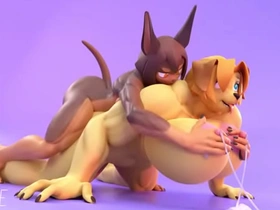 Furry girls Rory and Jeane indulging in lesbian sex