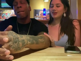 Public parking lot anal fuck with creampie