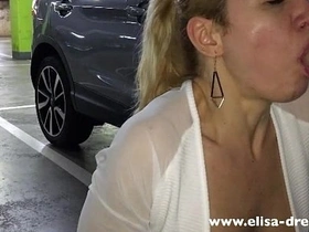 A public parking encounter with a slutty milf who enjoys cum in mouth and blowjob