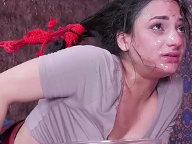 Violet Sky's rough anal gagging and deepthroat in ice cream-themed punishment