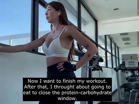 A man records a girl at the gym and propositions her for oral sex in the restroom