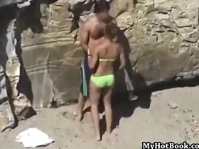 Outdoor beach quickie in doggy style
